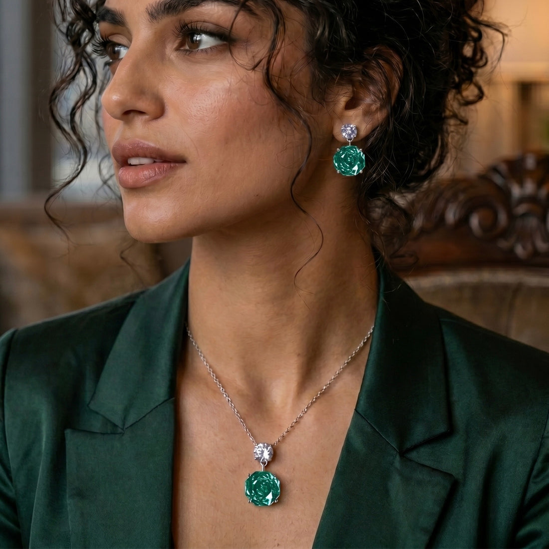Forest Radiance Crystal Pendant Necklace