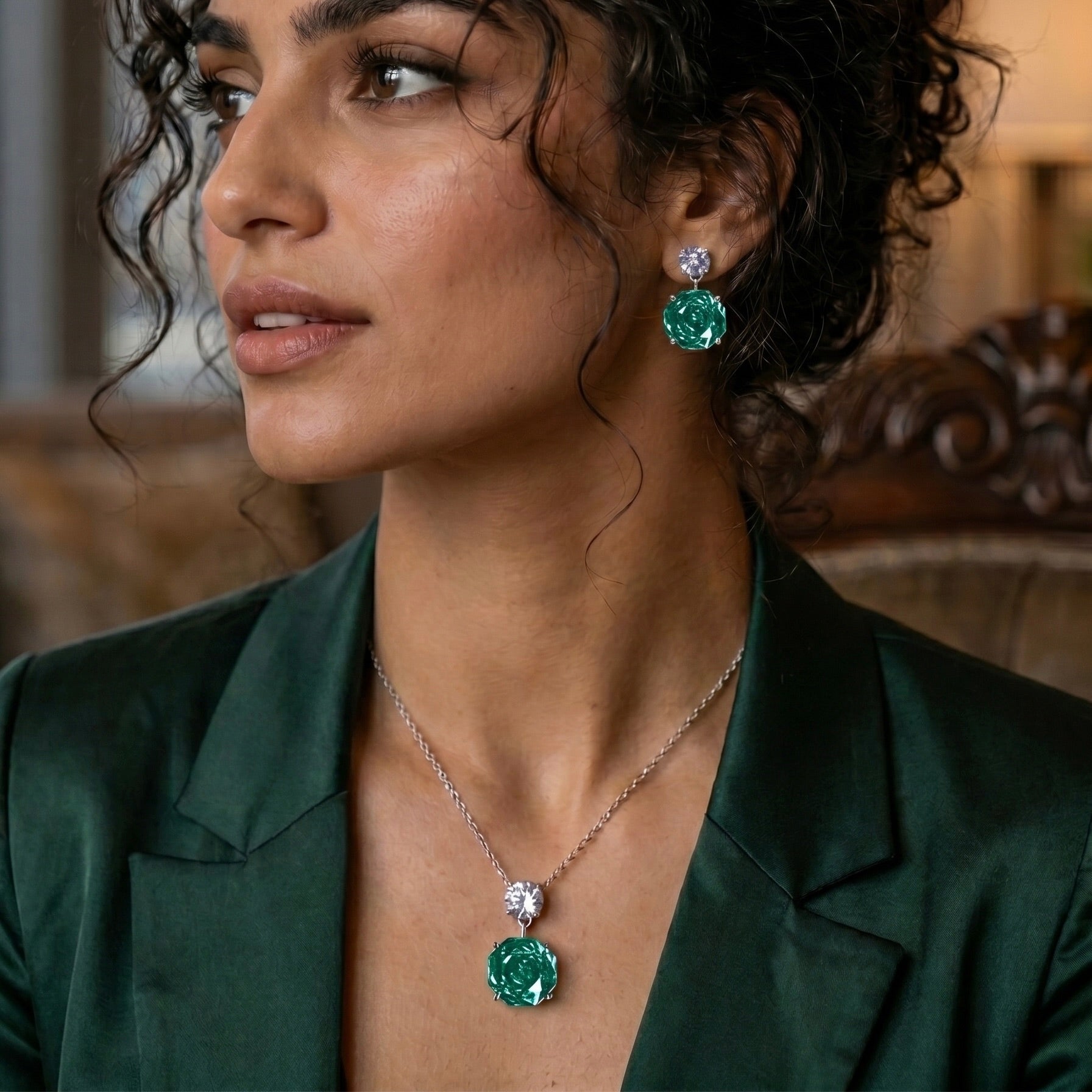 Forest Radiance Crystal Pendant Necklace