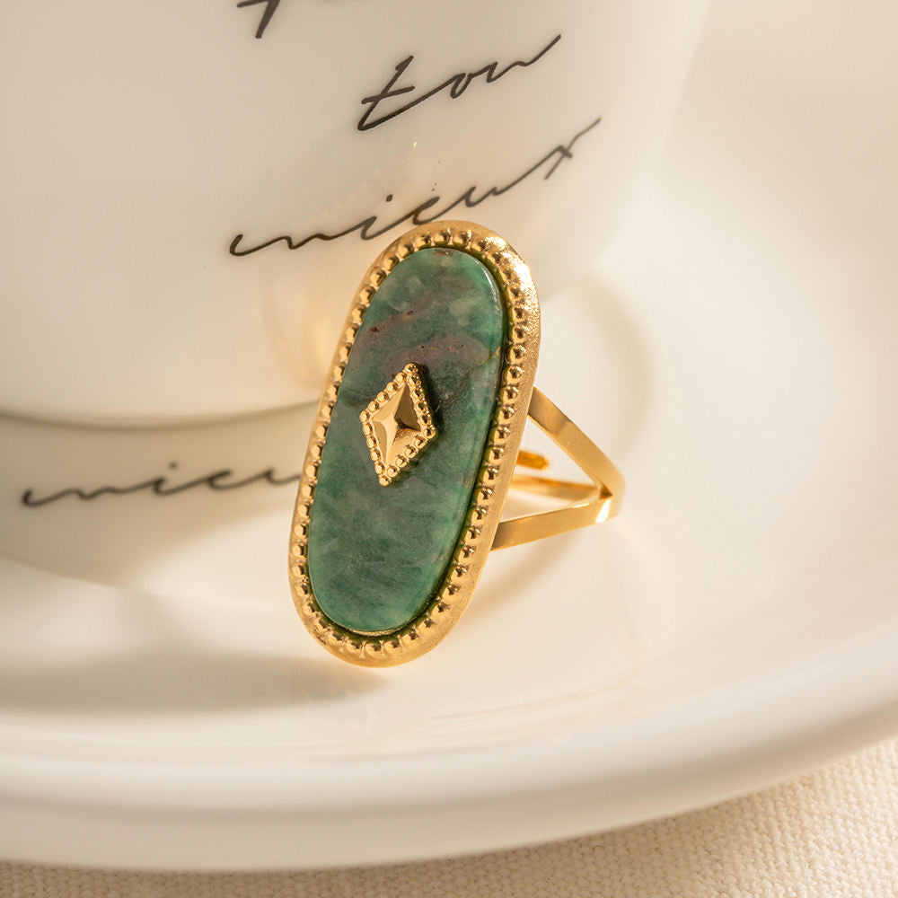 African Oval Ring Green