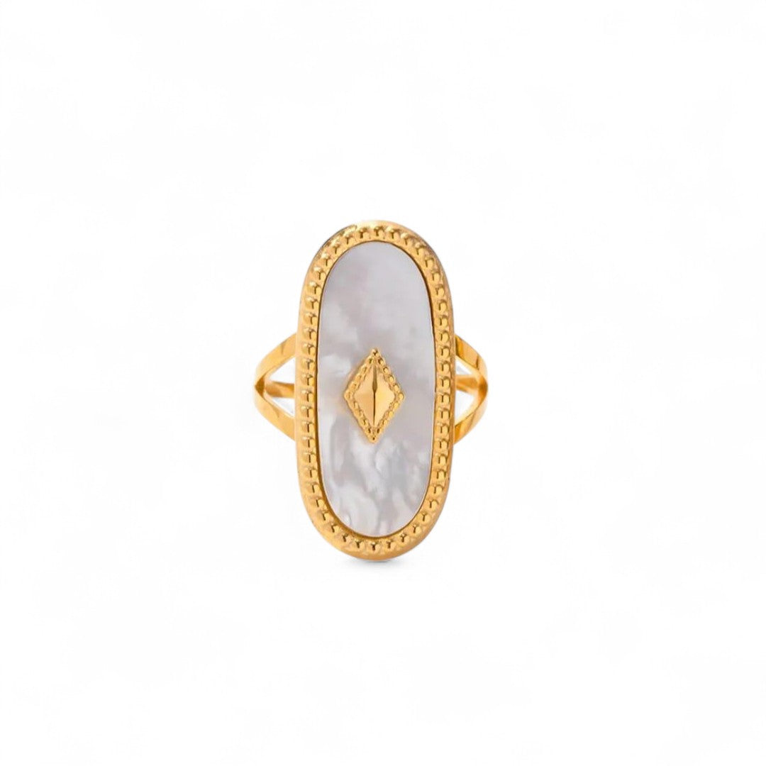 African Oval Ring White