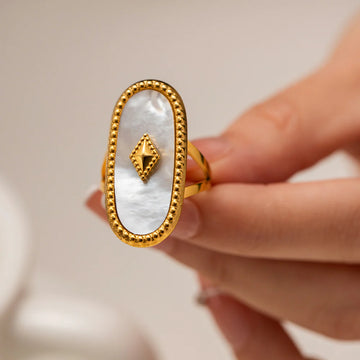 African Oval Ring White