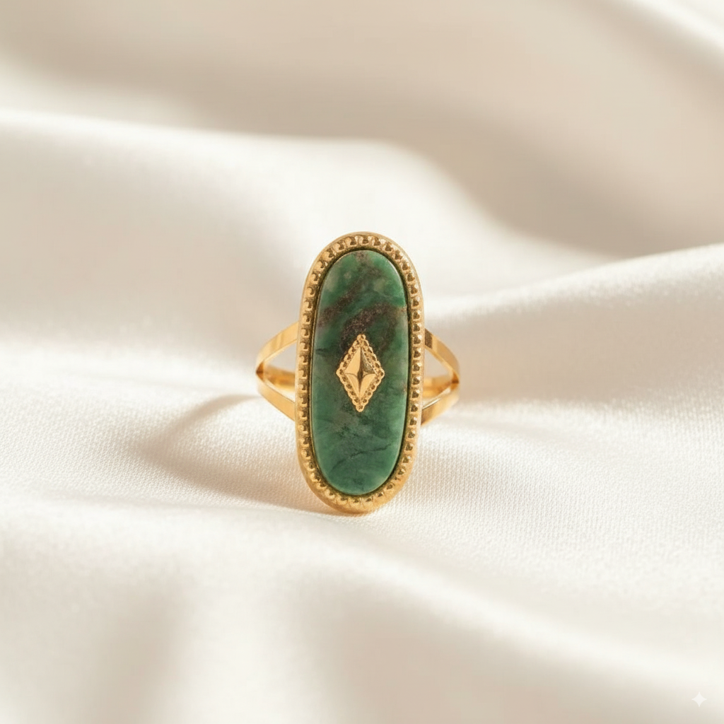 African Oval Ring Green