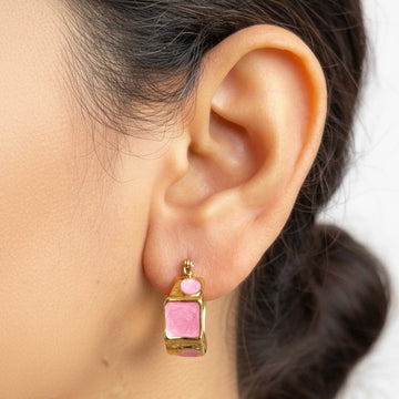 Chic Enamel Hoop - Pink