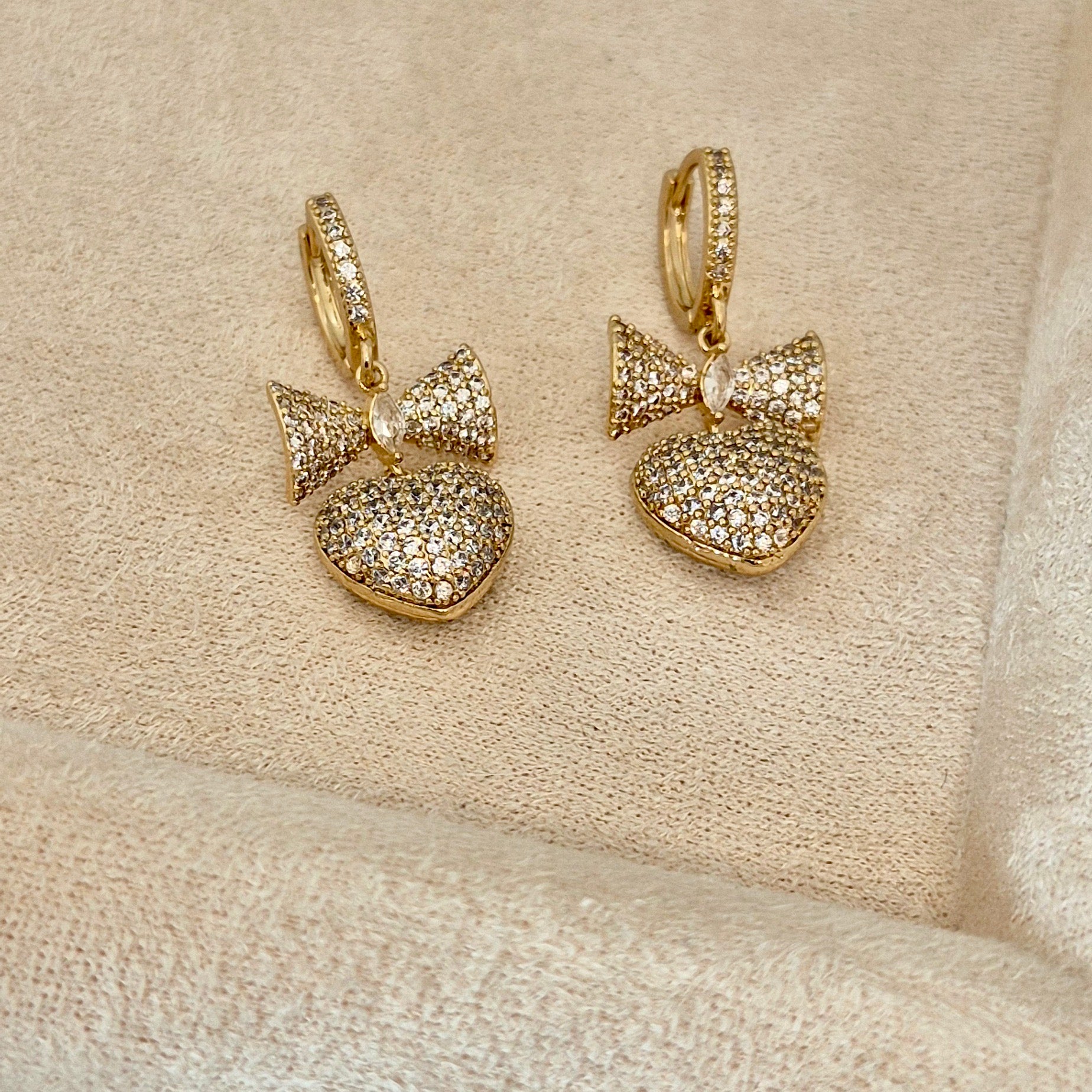 Dainty Bow Heart Earrings