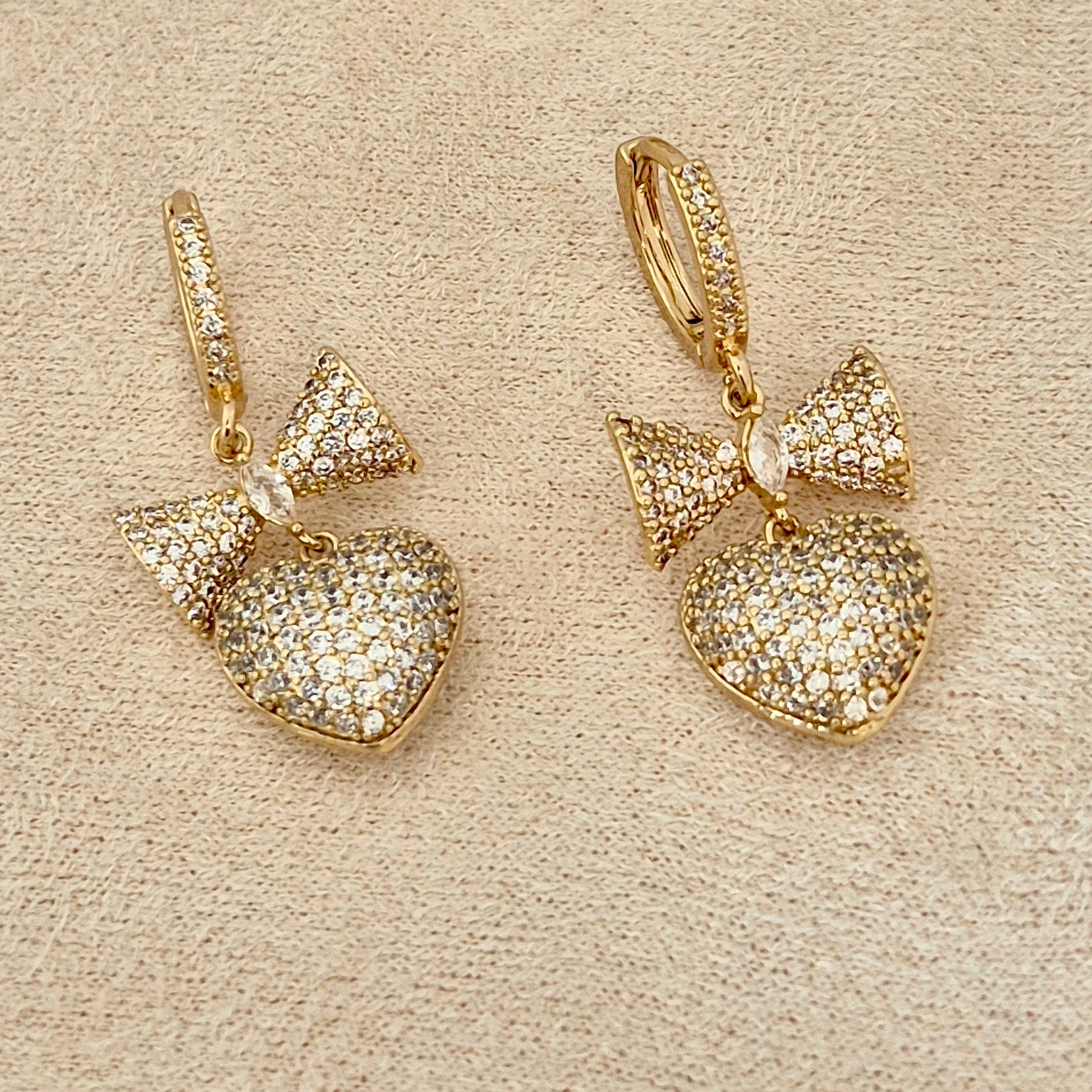Dainty Bow Heart Earrings
