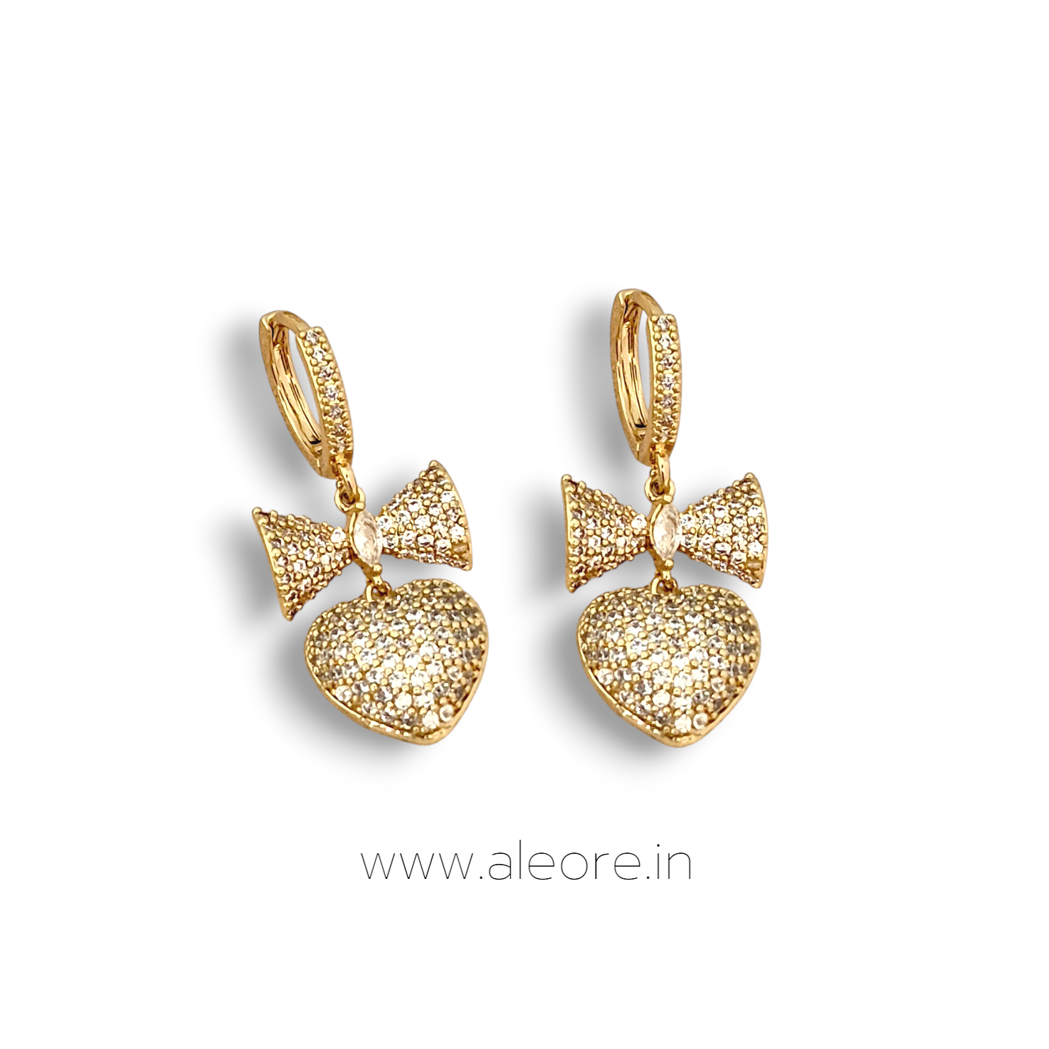 Dainty Bow Heart Earrings