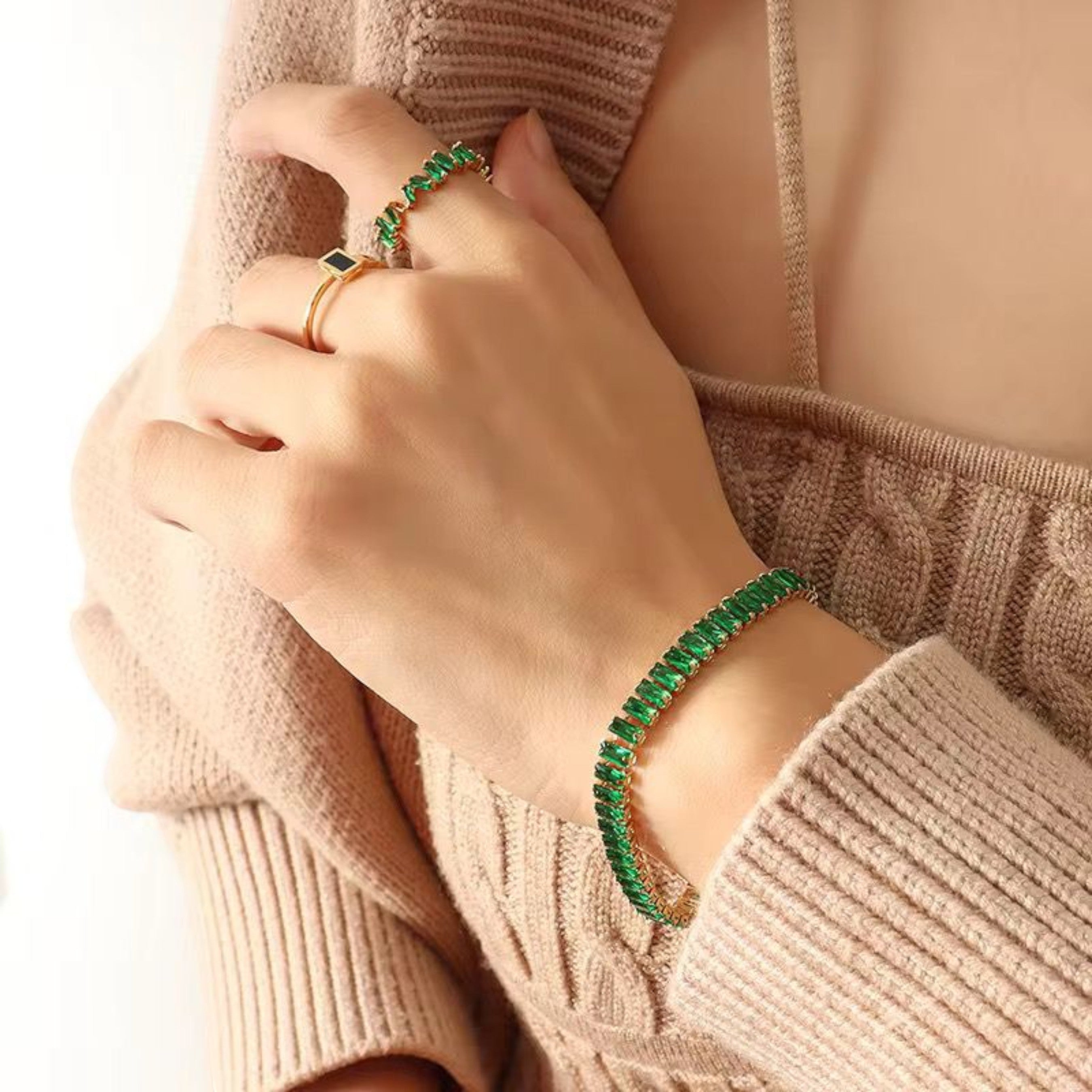 Dazzling Pave Bracelet - Green