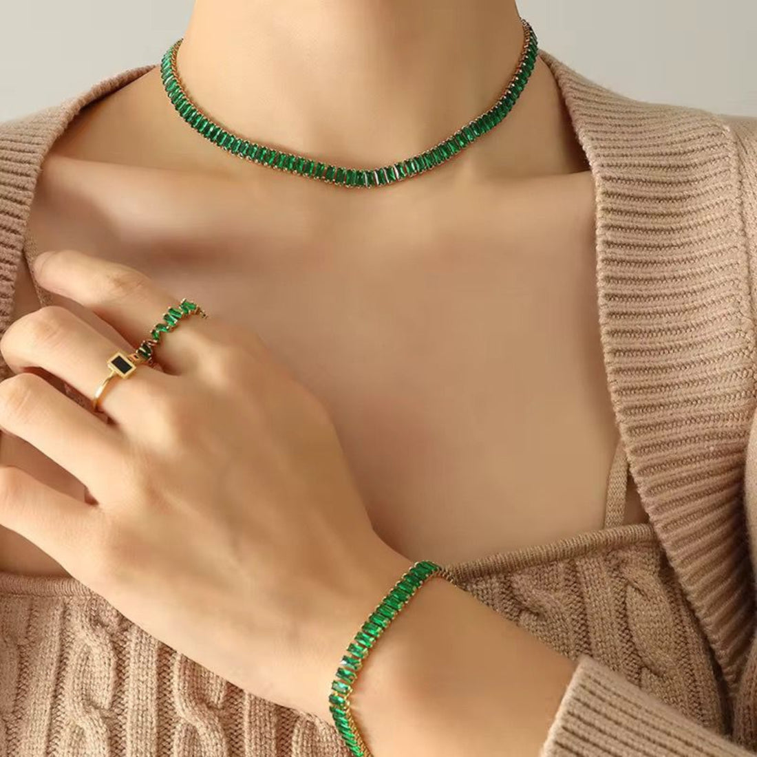 Dazzling Pave Bracelet - Green