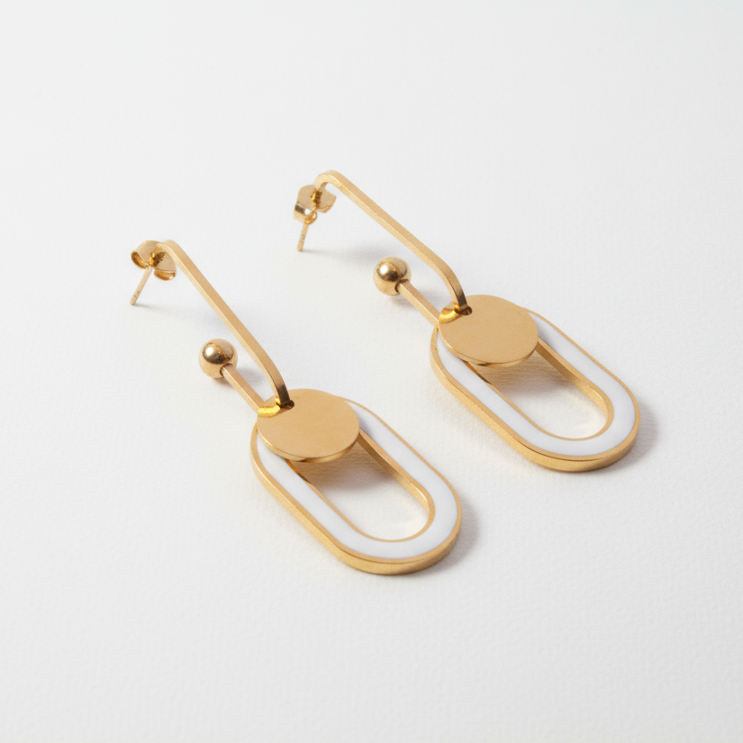 Geometric Enamel Drop Earring