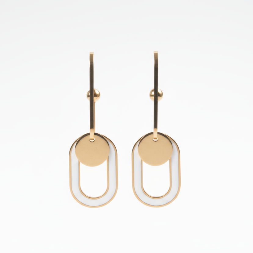 Geometric Enamel Drop Earring