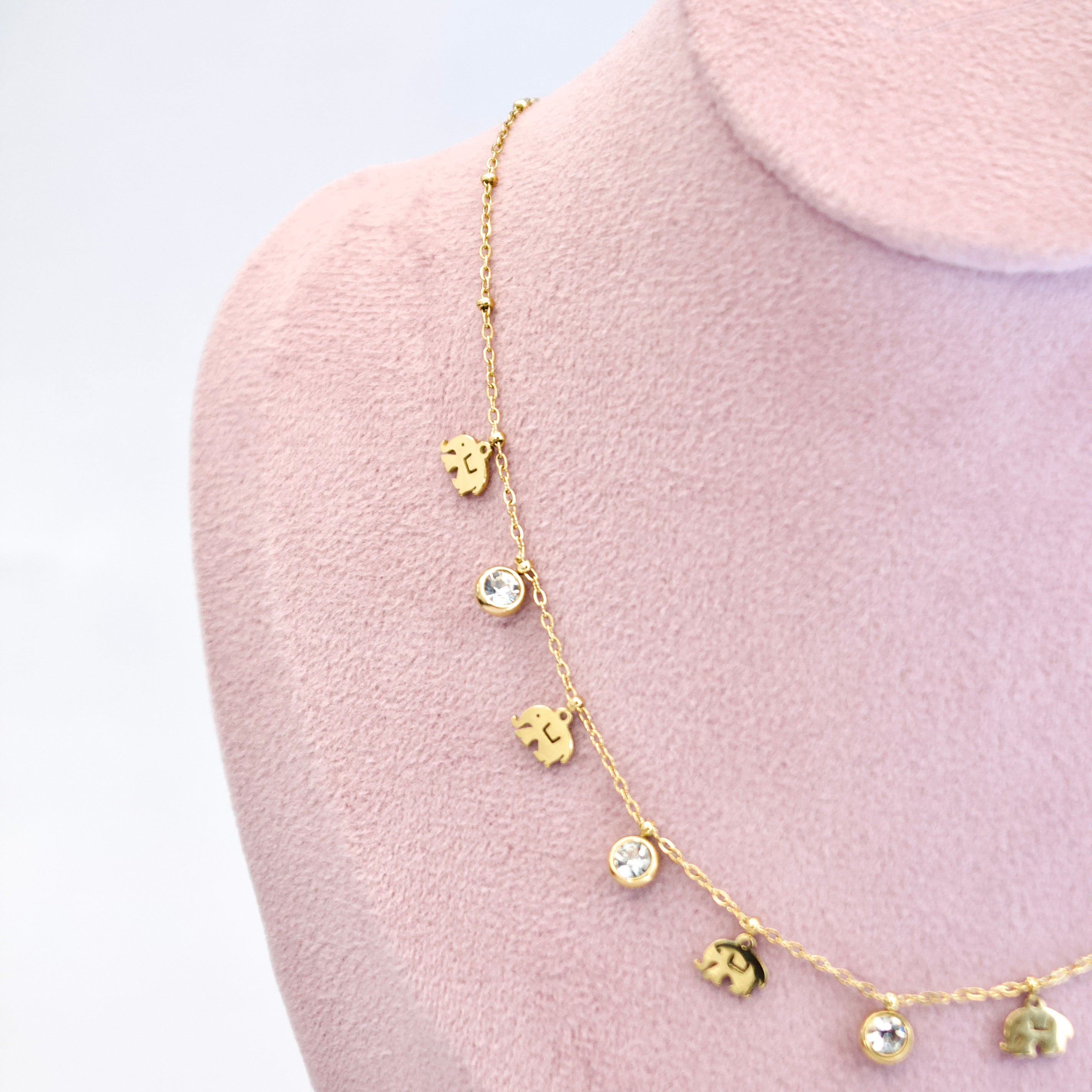 Gold Elephant Charm Necklace