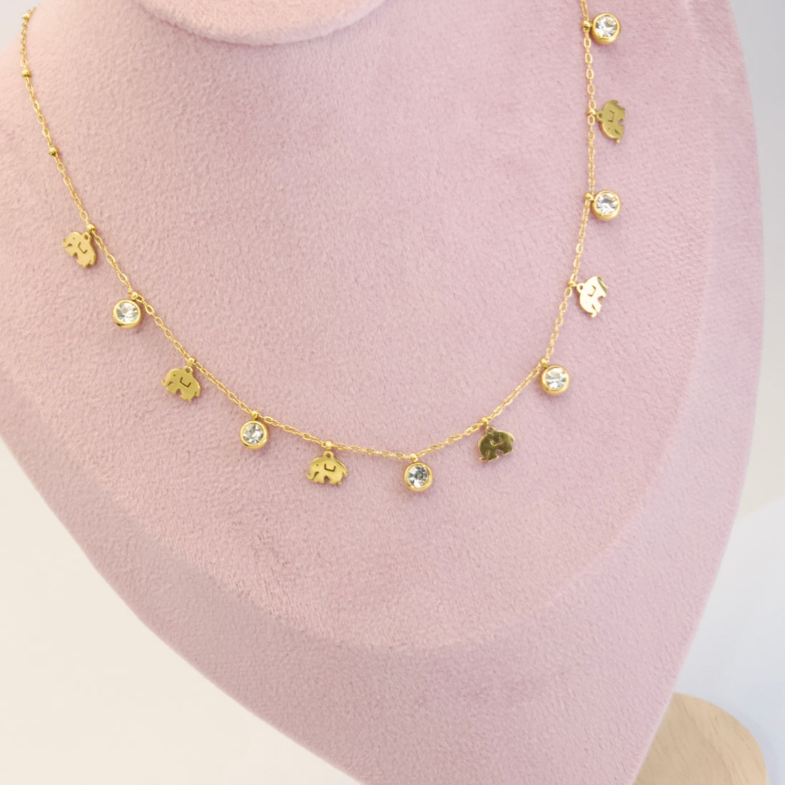 Gold Elephant Charm Necklace