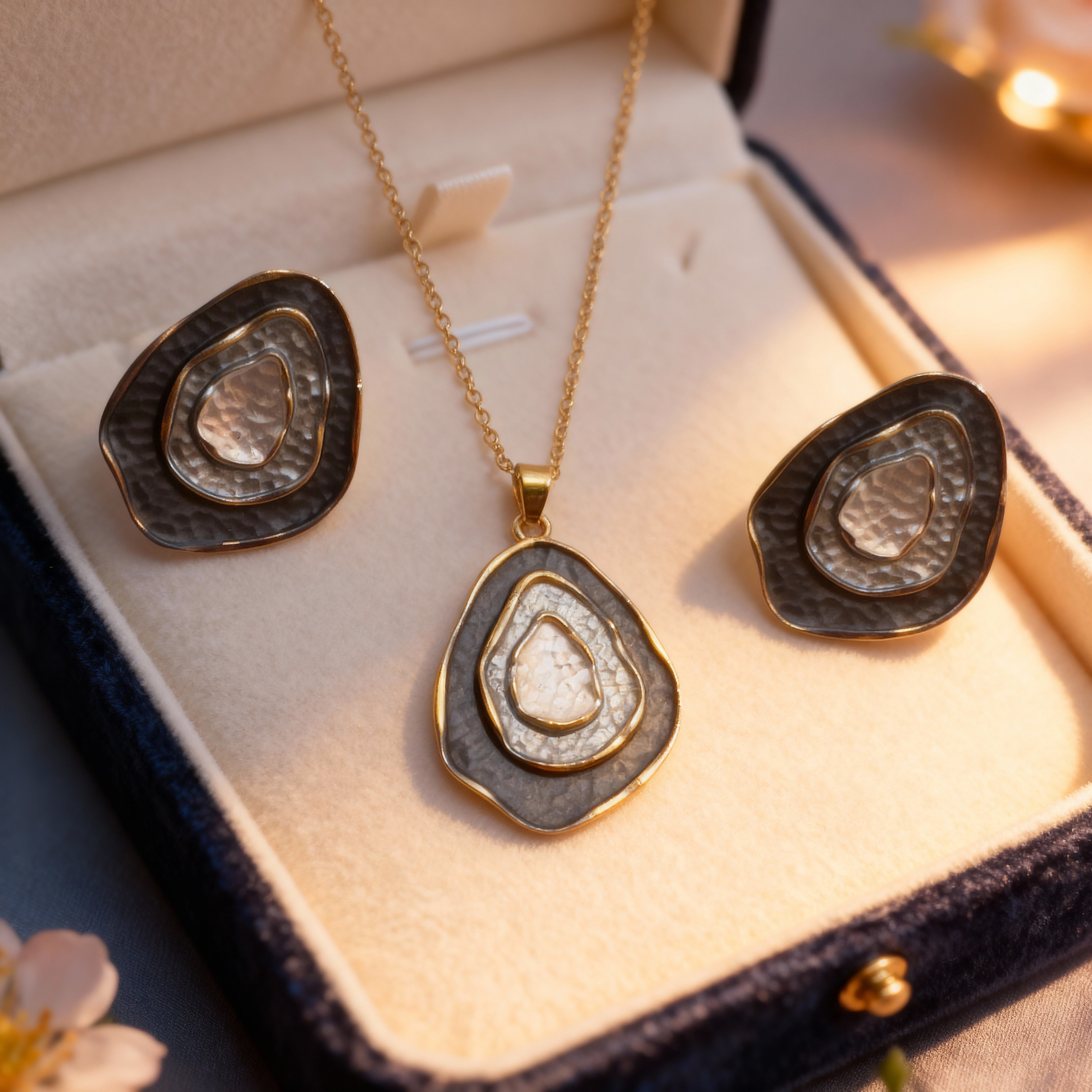 Grey Abstract Enamel Set