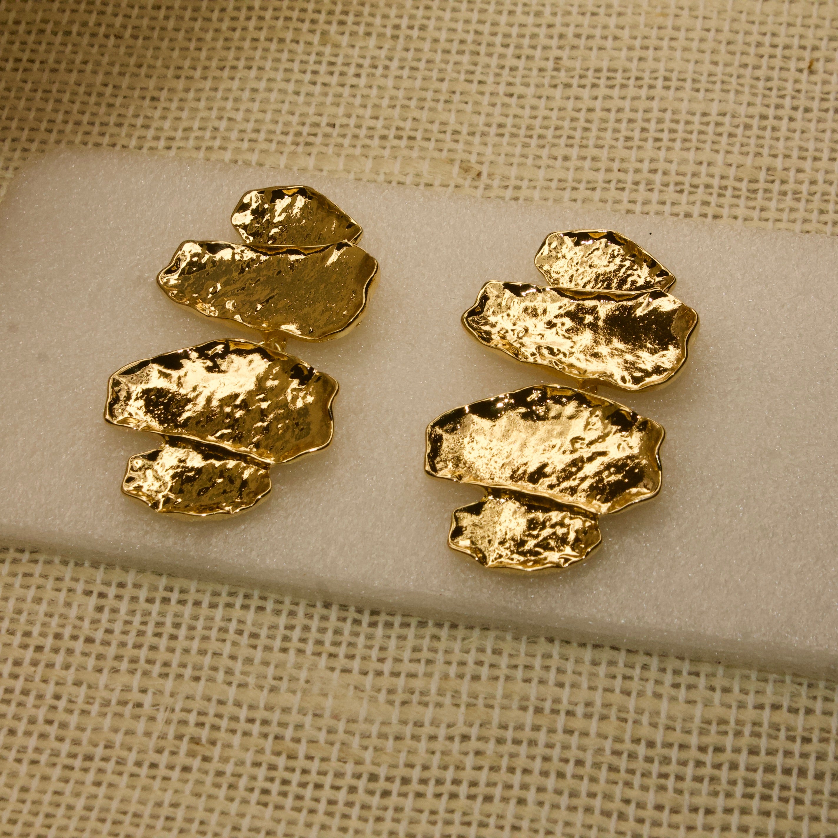 Hammered Gold Abstract Earring