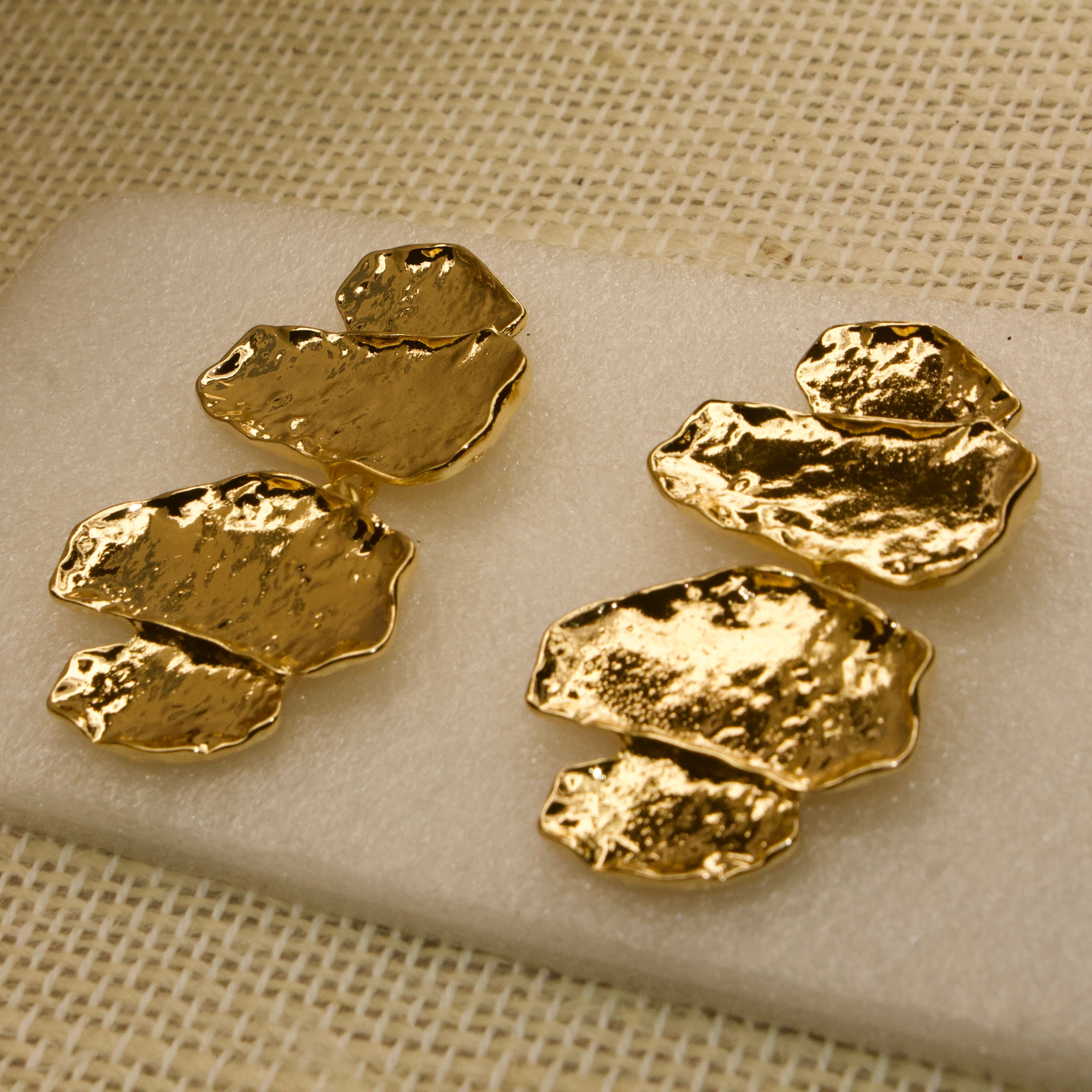 Hammered Gold Abstract Earring