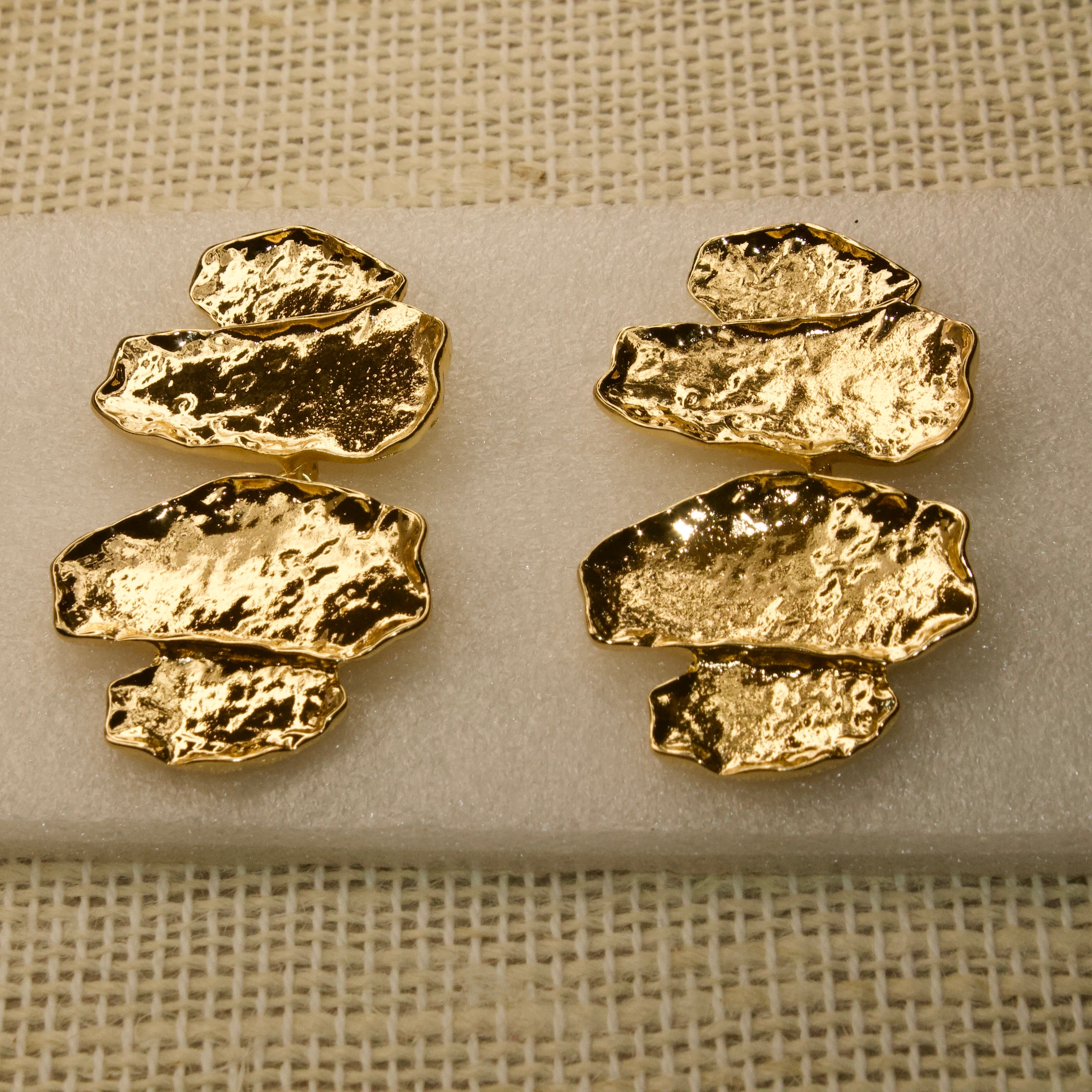 Hammered Gold Abstract Earring