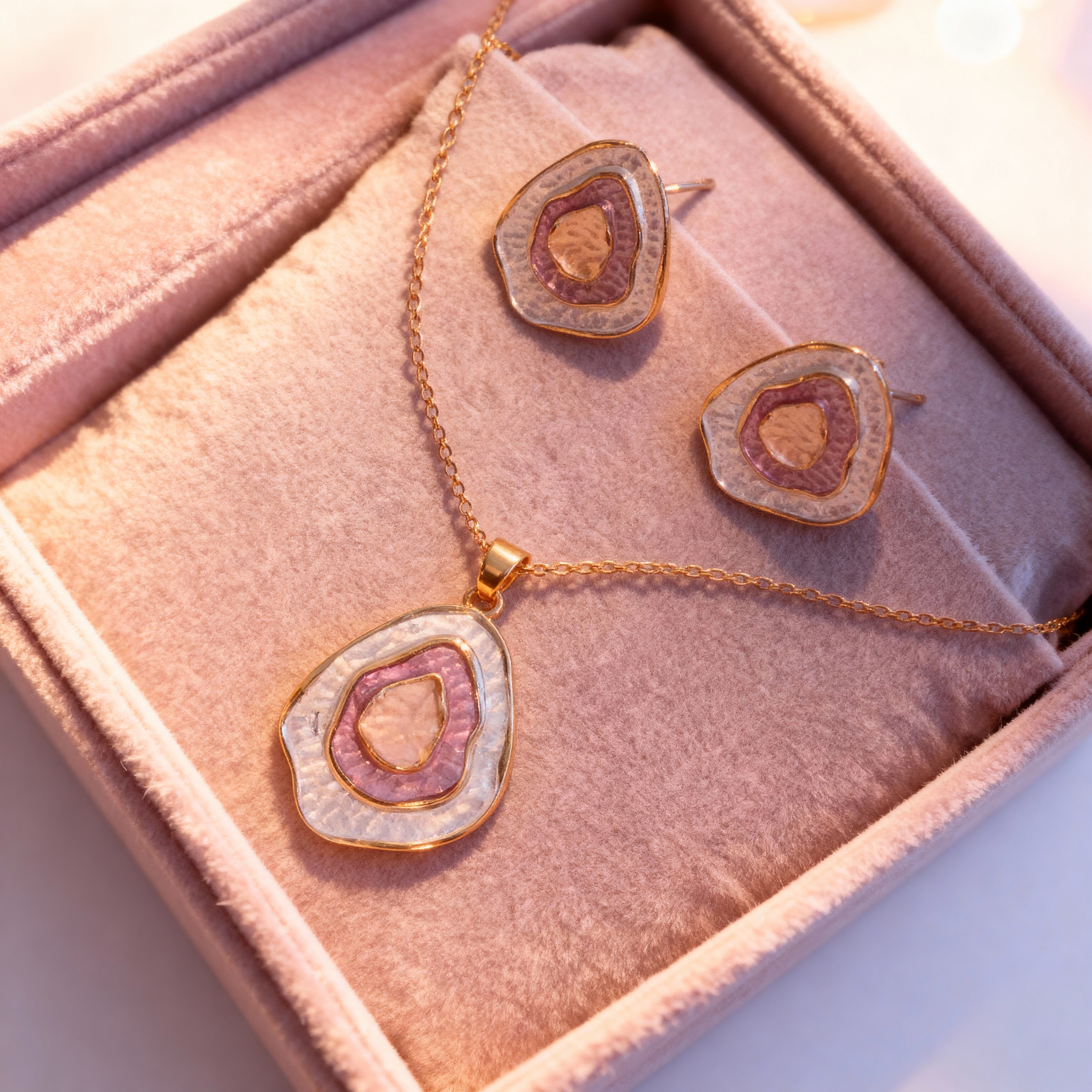 Pink Abstract Enamel Set