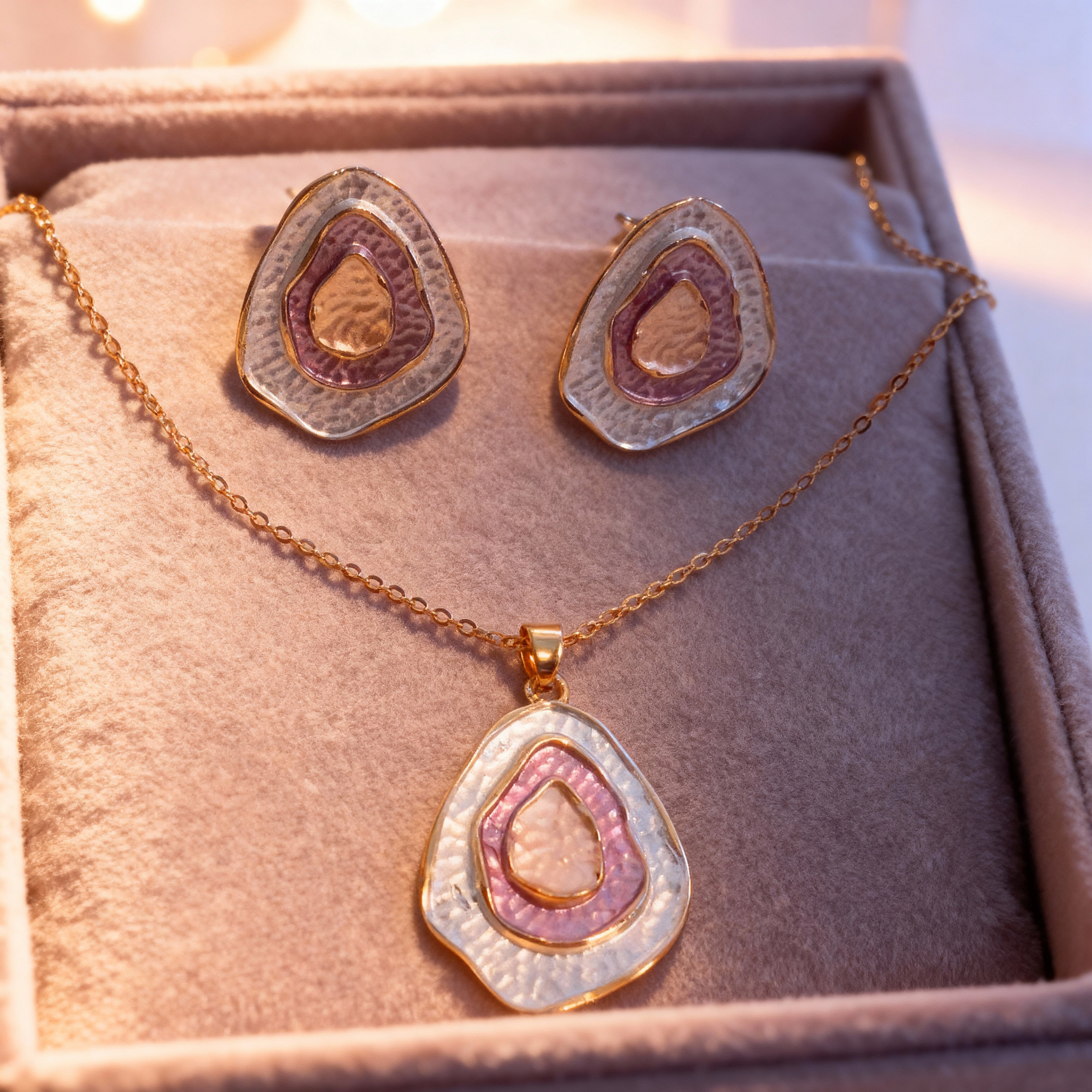 Pink Abstract Enamel Set