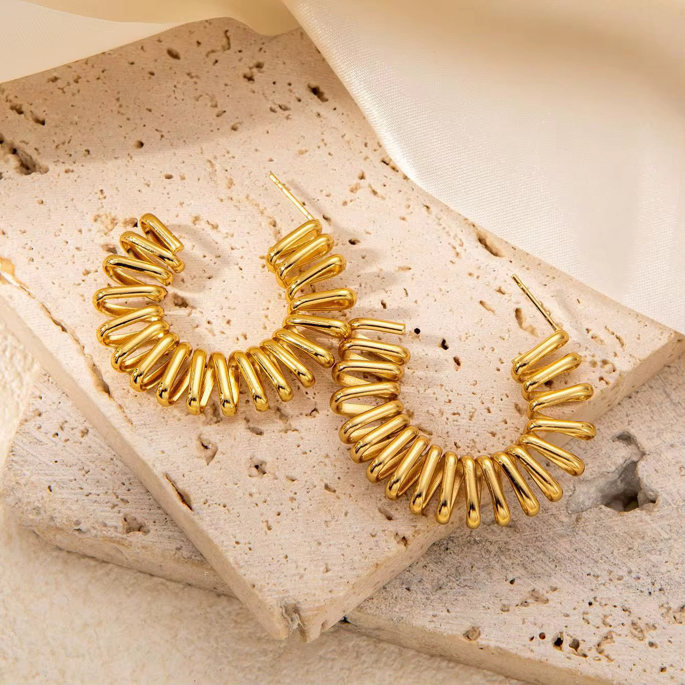 Gold Spiral Hoops
