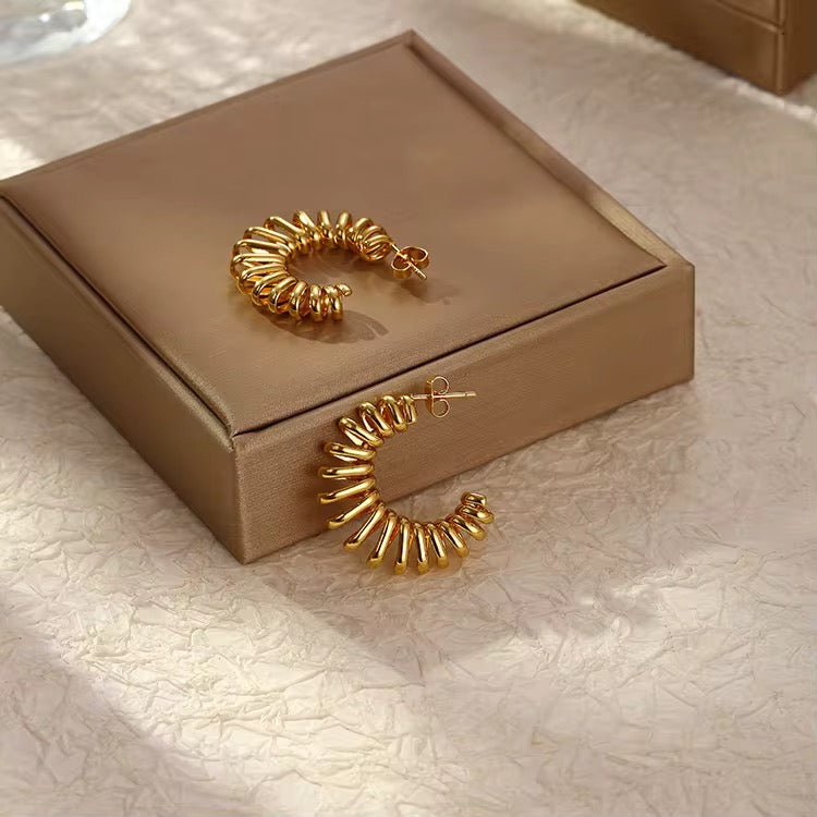 Gold Spiral Hoops
