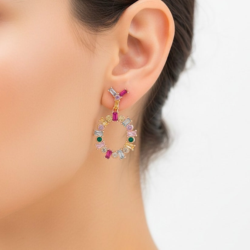 Rainbow Halo Earrings
