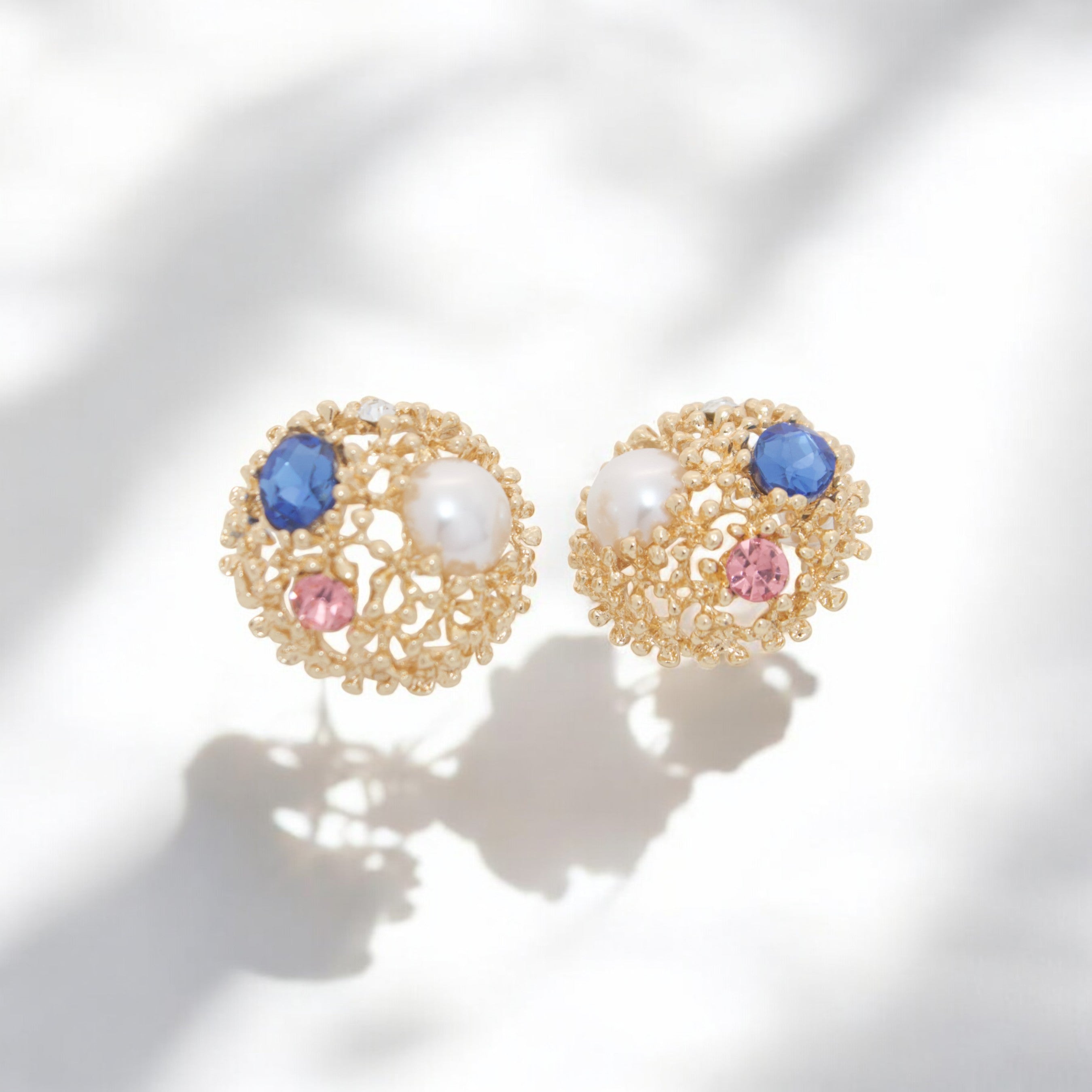 Regal Cluster Studs Blue & Pink