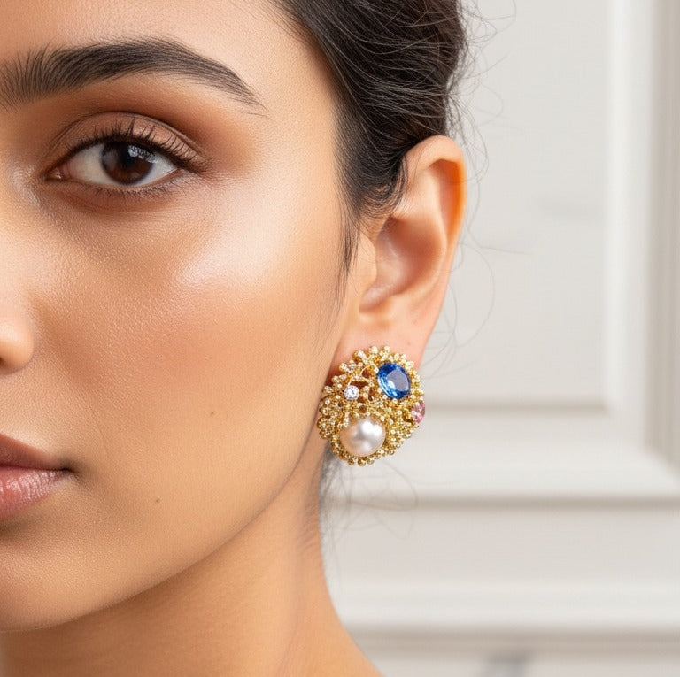 Regal Cluster Studs Blue & Pink