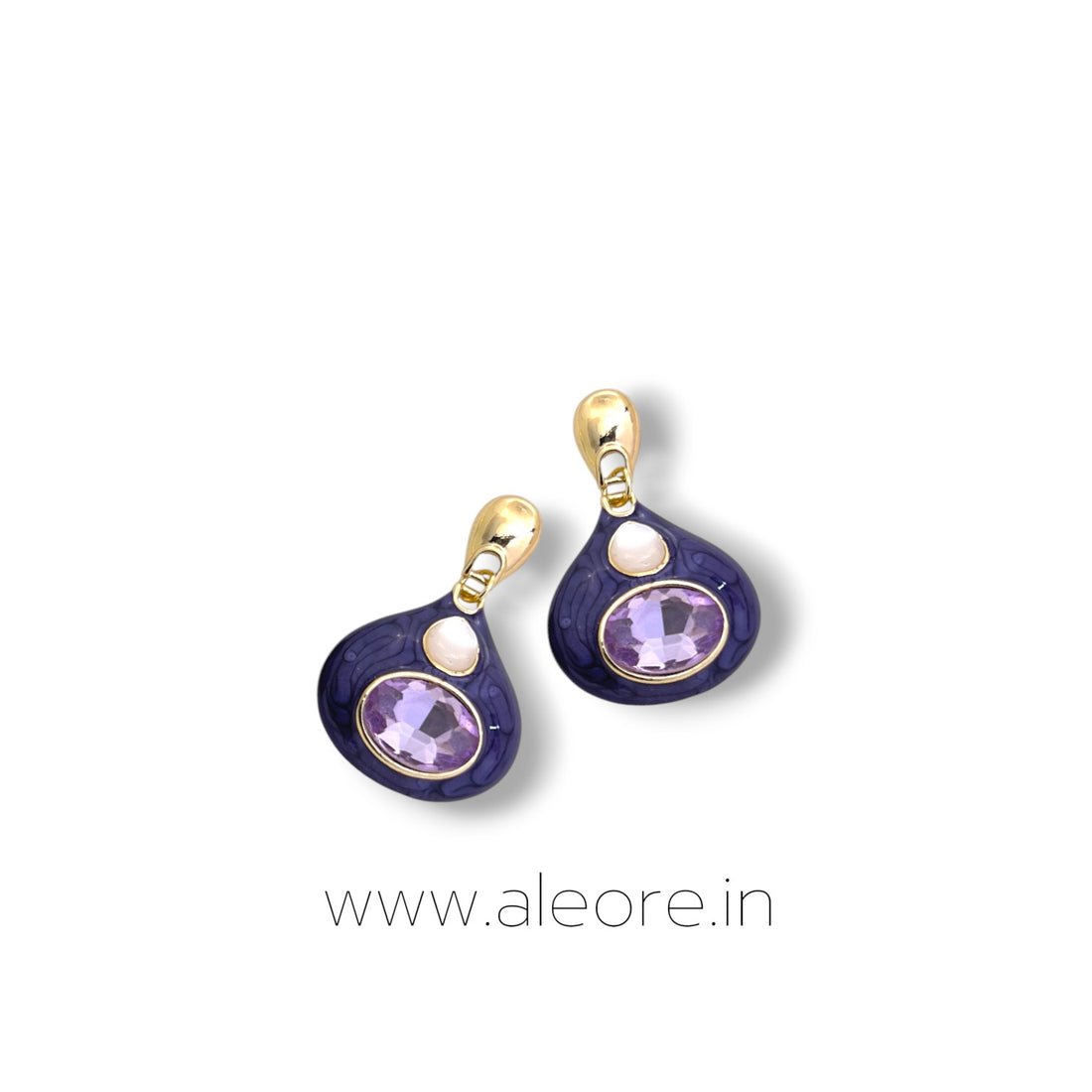 Royal Teardrop Glam Earrings - PURPLE