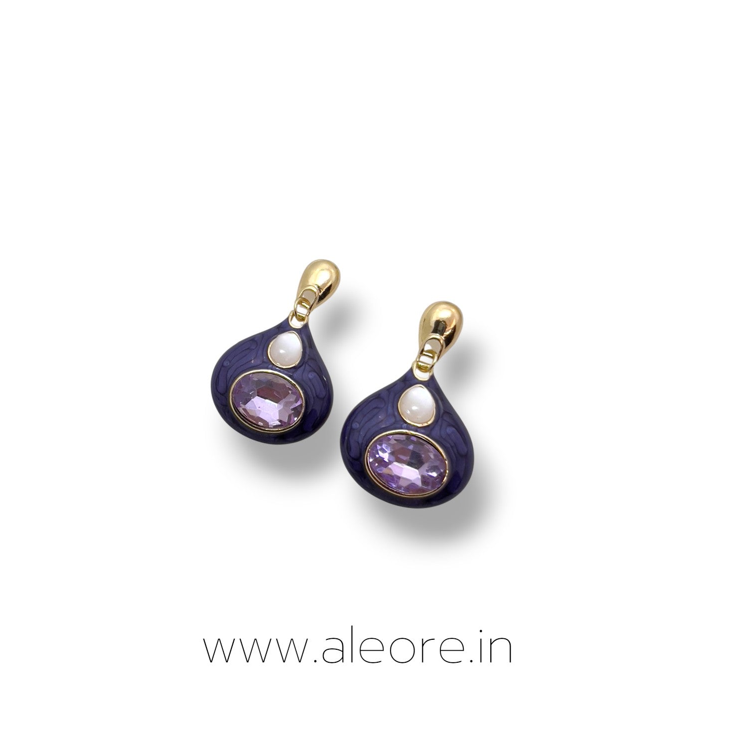 Royal Teardrop Glam Earrings - PURPLE