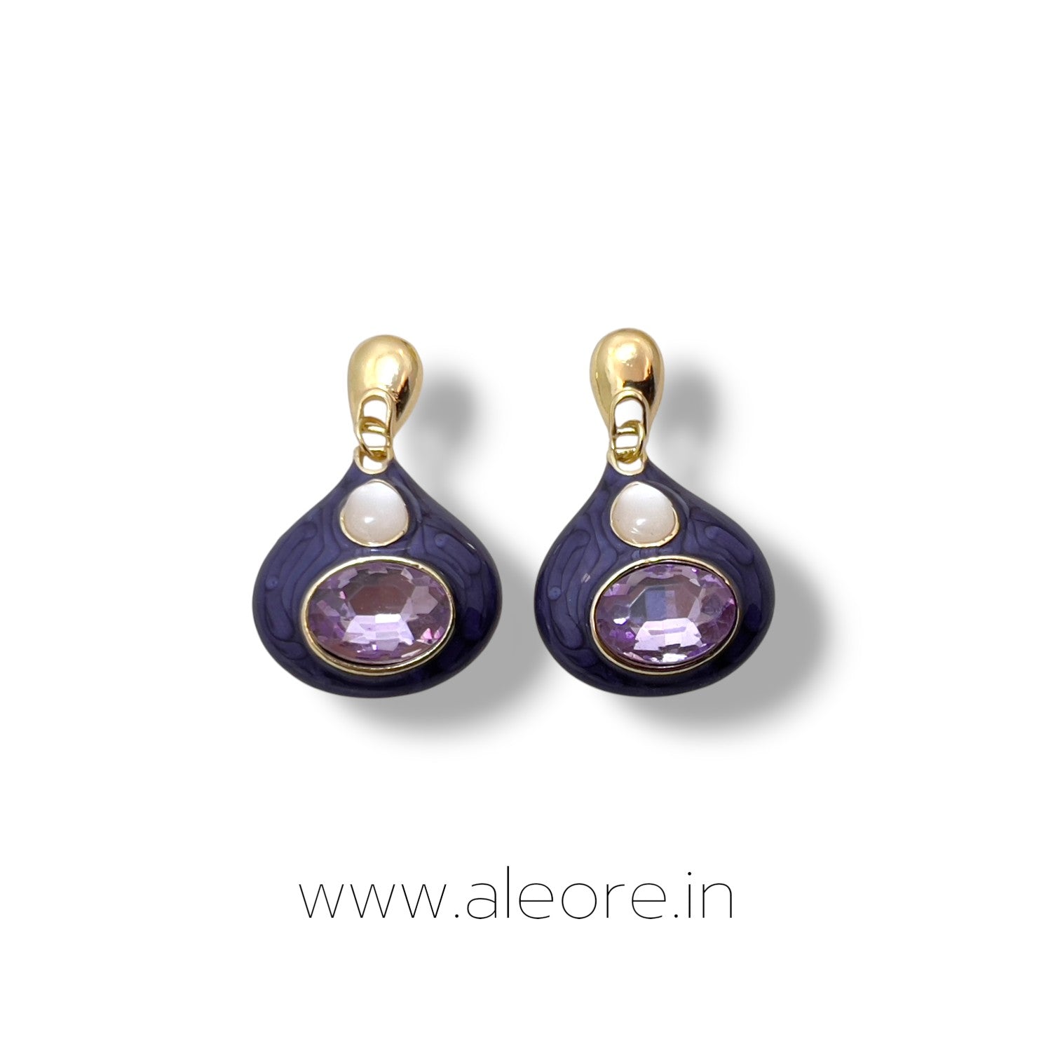 Royal Teardrop Glam Earrings - PURPLE