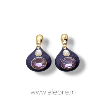 Royal Teardrop Glam Earrings - PURPLE