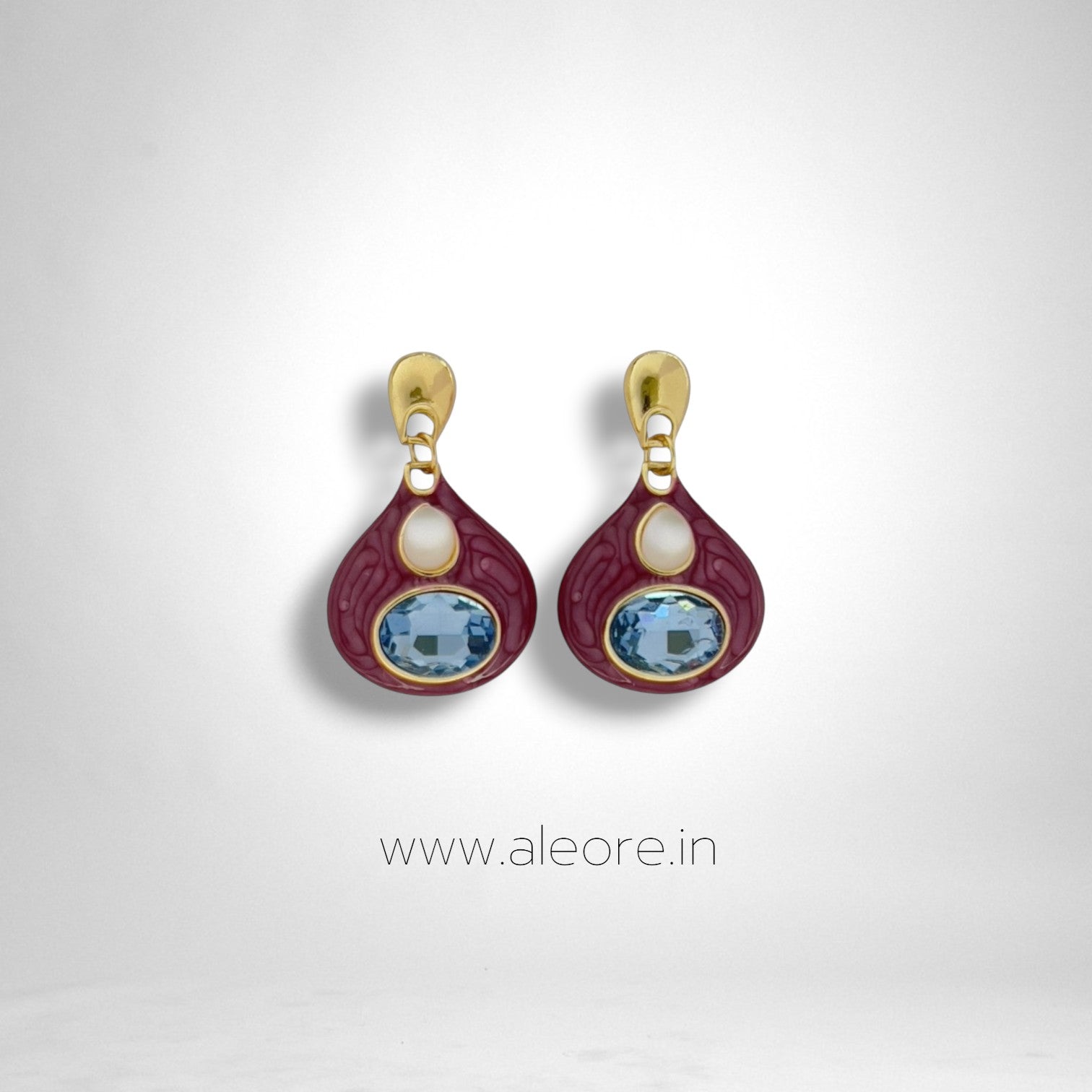 Royal Teardrop Glam Earrings - WINE