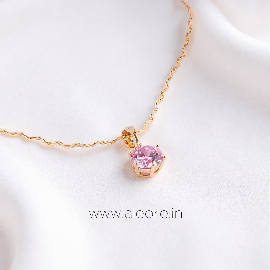 Solitaire Necklace - Pink