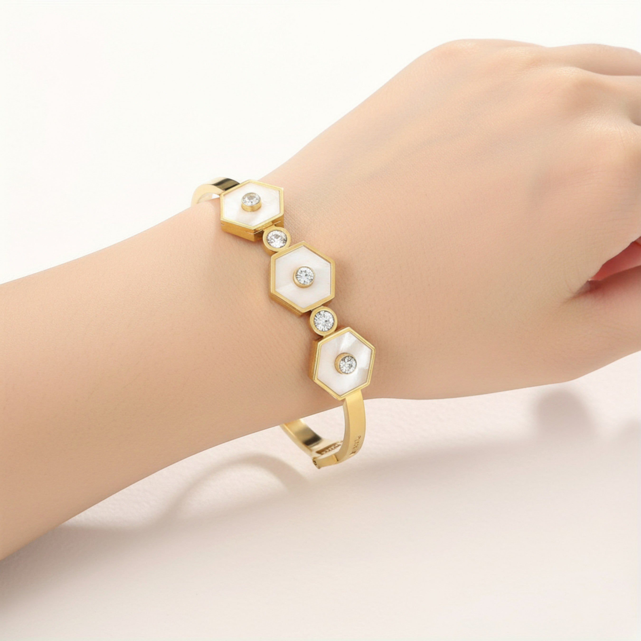 White Hex Bangle