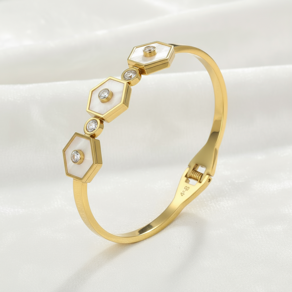 White Hex Bangle
